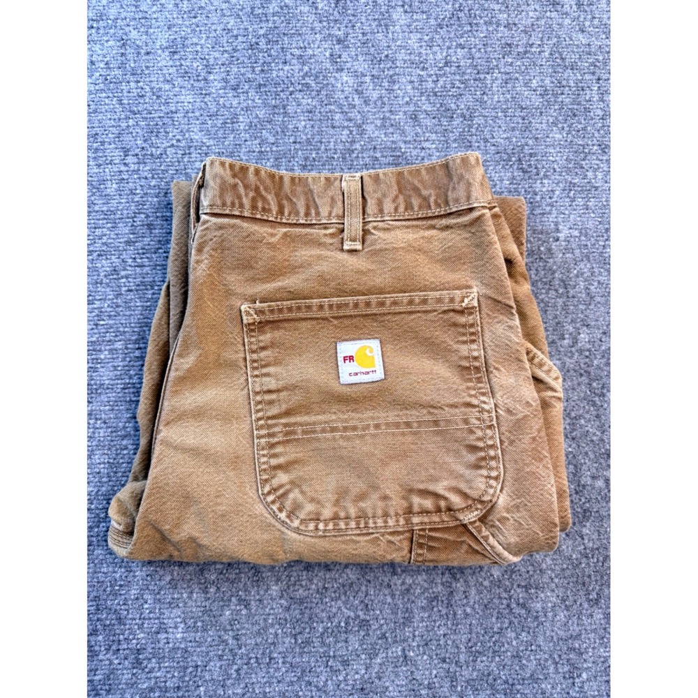 Carhartt FR Pants Mens 32x32 Brown Flame Resistant Workwear Duck Canvas Faded 10 - Picture 1 of 12